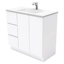 Vanessa Fingerpull 900mm White Gloss Freestanding Vanity Unit
